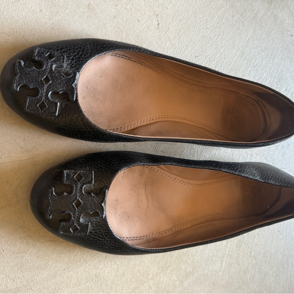 Tory Burch Black Leather Ballet Flats